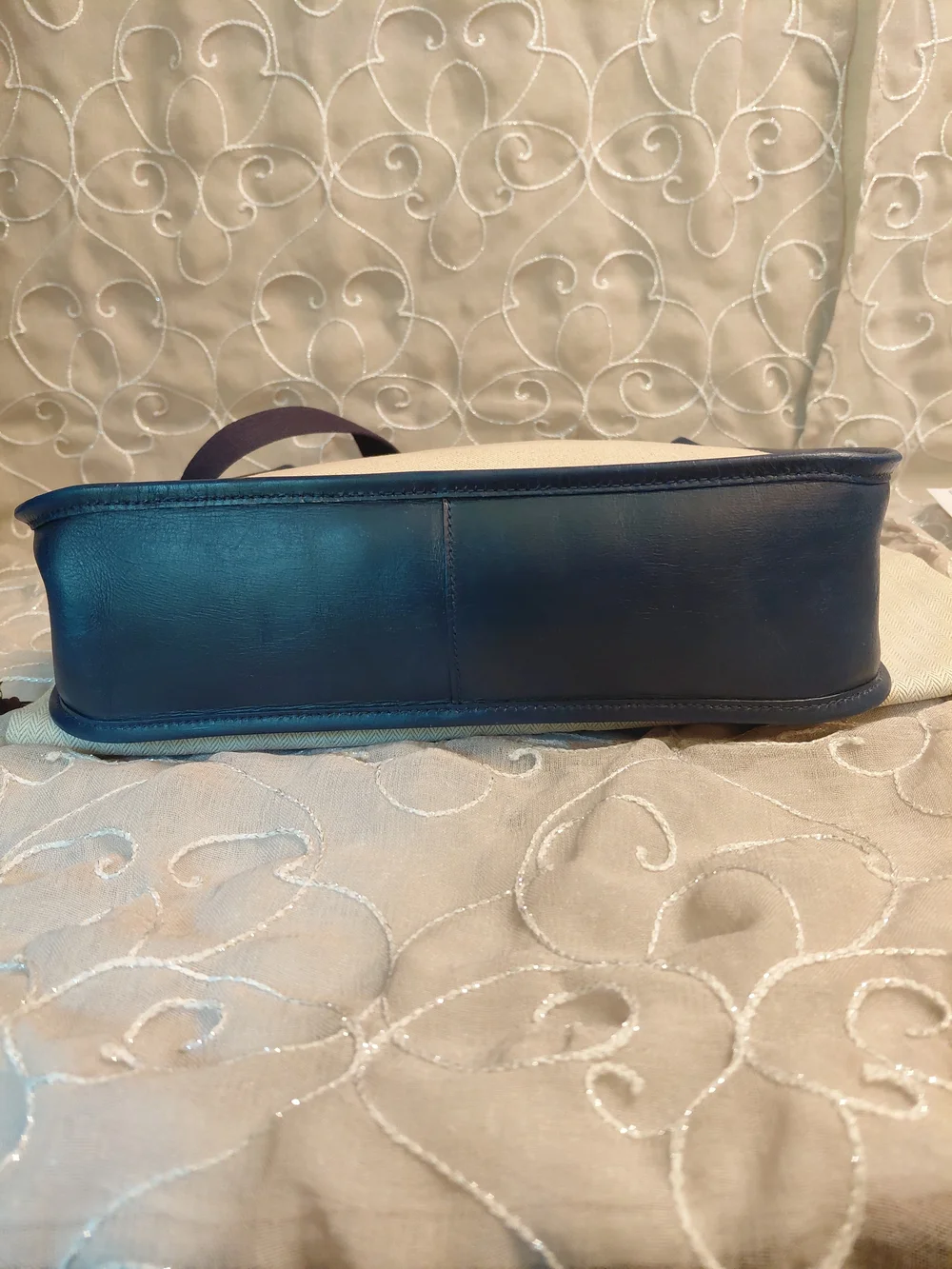 Hermès Vespa PM Toile Canvas & Navy Leather Shoulder Bag